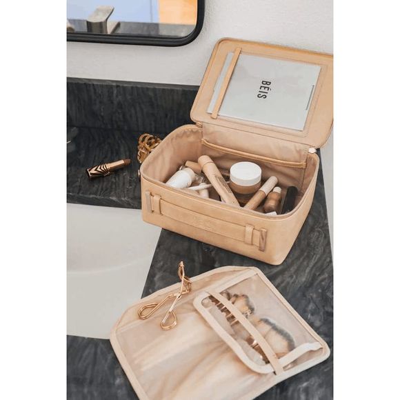 NWT Beis Faux Leather Vegan Cosmetic Case in Beige - Picture 10 of 10